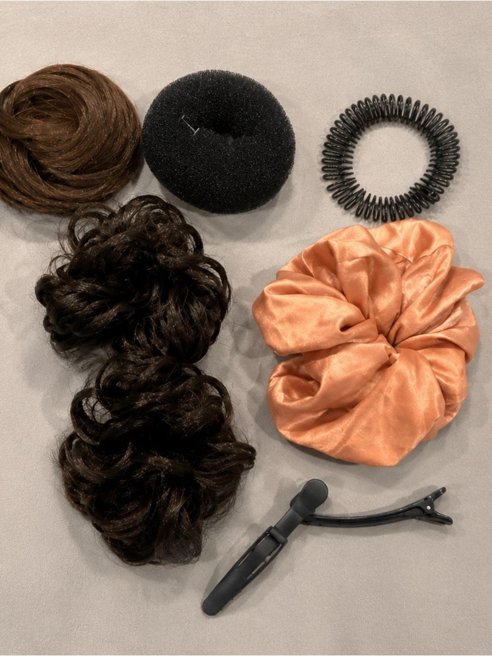 Assorted Hair Accessories Set with Peach Satin Scrunchie